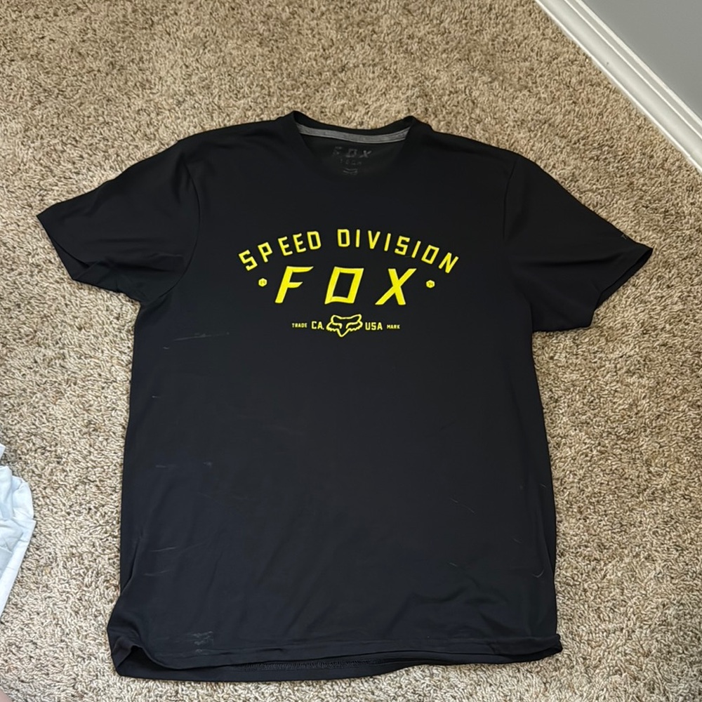 Fox Black Tee with Yellow Speed Division Graphic